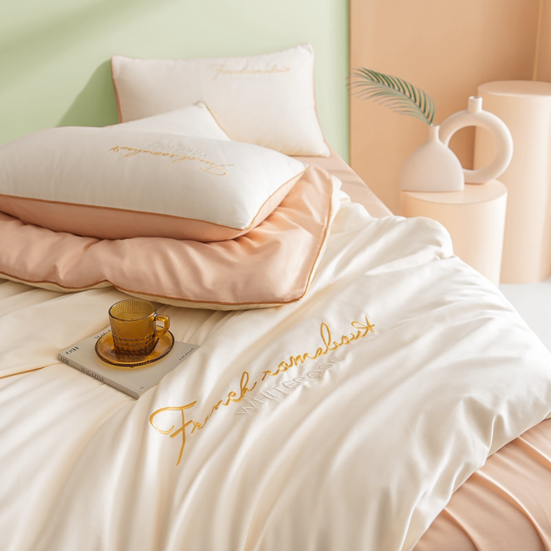 Pure katoenen vaste kleur tweepersoonslaap set